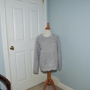 Gray Soft Fluffy Cardigan Sweater